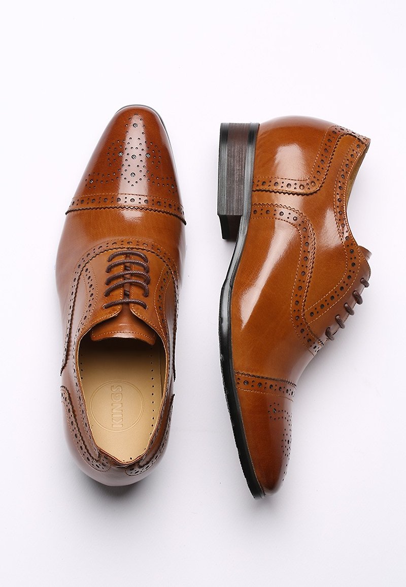 Kings Collection Genuine Leather Galway With High Heel 3 inches Shoes - Men's Leather Shoes - Genuine Leather Brown