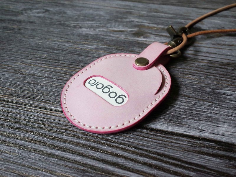 GOGORO EC-05 Ai-1機車鑰匙皮套－圓潤造型款－擦蠟櫻花紅 - 鑰匙圈/鑰匙包 - 真皮 粉紅色