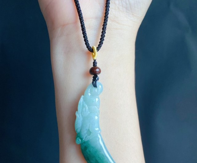 Burmese Jade Dragon Tooth Carved Necklace