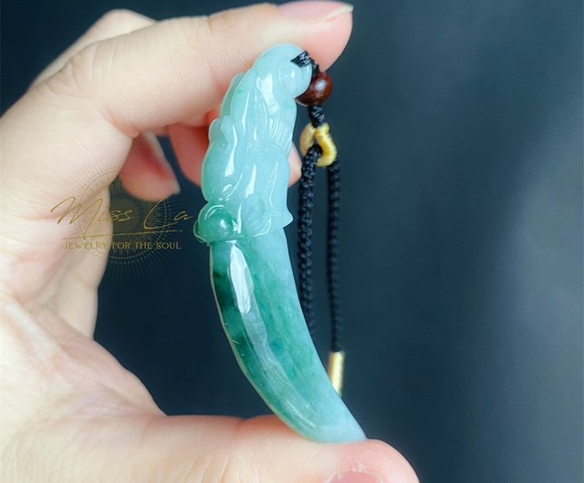 Burmese Jade Dragon Tooth Carved Necklace