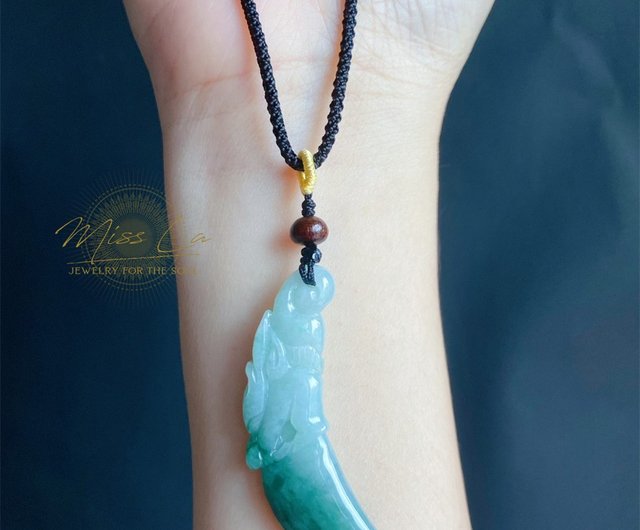 Burmese Jade Dragon Tooth Carved Necklace