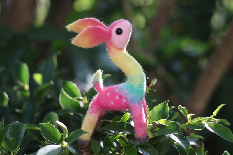 糖果色彩虹小鹿班比 訂製款 - 公仔/玩偶 - 羊毛 多色