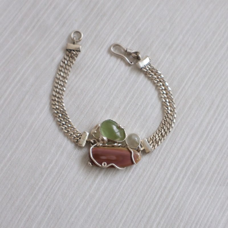 Moonstone Grape Jade Emperor Stone Bracelet - Bracelets - Gemstone Green