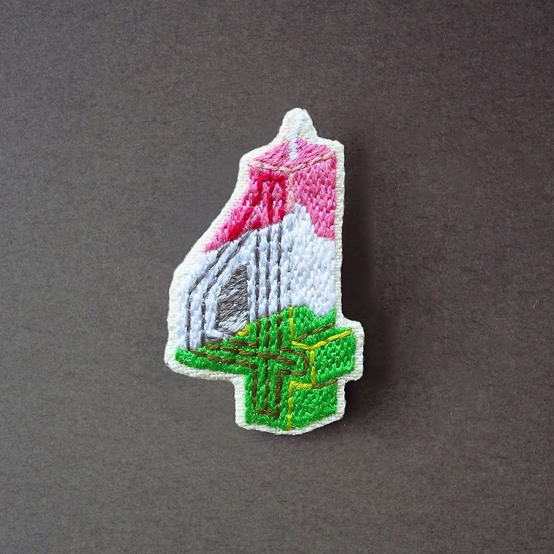 Mini Handmade Embroidery Brooch / Pin Birthday Candle 4 - Brooches - Thread Multicolor