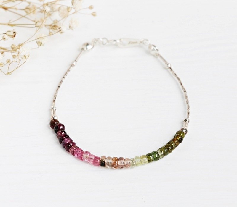 <Beloved> Tourmaline 925 sterling silver bracelet Tourmaline silver bracelet October birthstone light jewelry Mother's Day Valentine's Day birthday gift anniversary banquet party exchange gift Christmas - สร้อยข้อมือ - เครื่องเพชรพลอย 