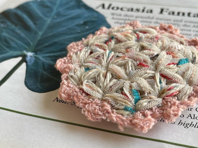 Knitting 生命之花墊 - 千尋 - 杯墊 - 棉．麻 粉紅色