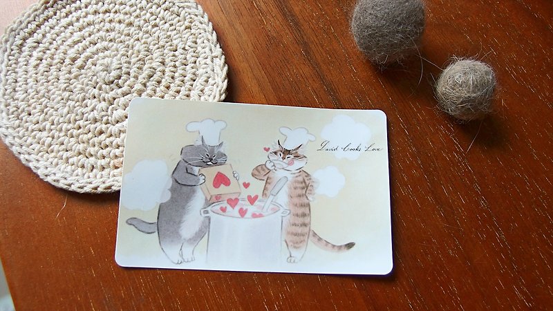 Card Sticker-The cat with love - Stickers - Waterproof Material Yellow