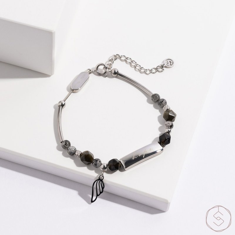 專屬夢想 | 白松石 金曜石 黑髮晶 | 天然水晶手鍊(CONNY) - 手鍊/手鐲 - 水晶 黑色