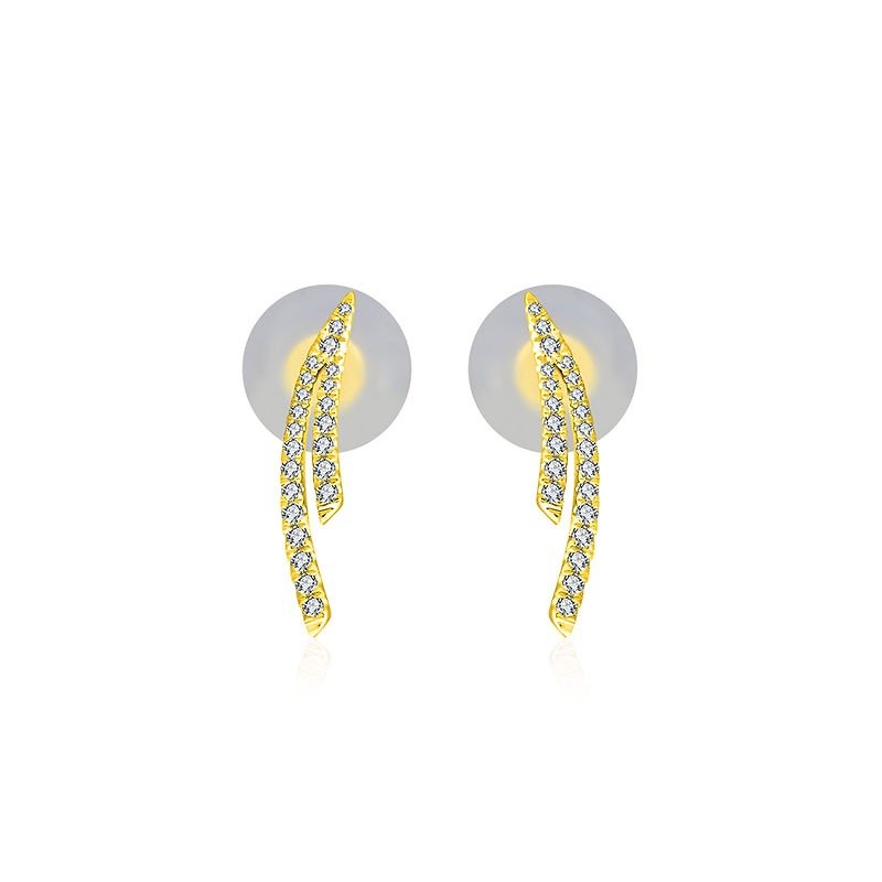18k雙弧形鑽石耳環 - 耳環/耳夾 - 寶石 黃色