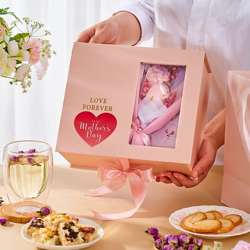 Mother's Day gift box set rose health tea butterfly puff pastry, snowflake puff pastry, carnation rose dried flower - ชา - วัสดุอื่นๆ 