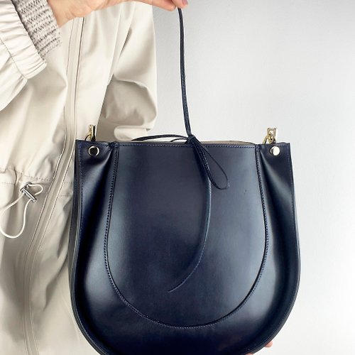 Lamponi Large Leather Bag, Crossbody Bag, Blue Saddle Bags Woman, Unique Leather Purse