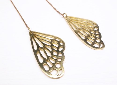 二毛銀（Nimou Jewelry） 二毛銀【黃銅蝴蝶翅膀垂吊式耳環】一對