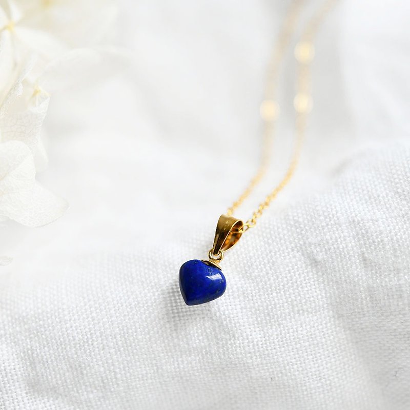Good luck Success luck UP Heart of lapis lazuli necklace December birthstone - สร้อยคอ - เครื่องเพชรพลอย สีน้ำเงิน