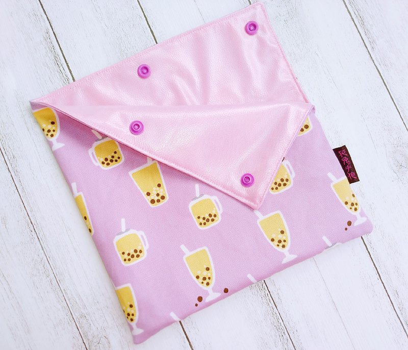 Purple pearl milk tea Japanese cloth ready-to-eat version eco-friendly food bag with two linings - กล่องข้าว - ผ้าฝ้าย/ผ้าลินิน สีม่วง