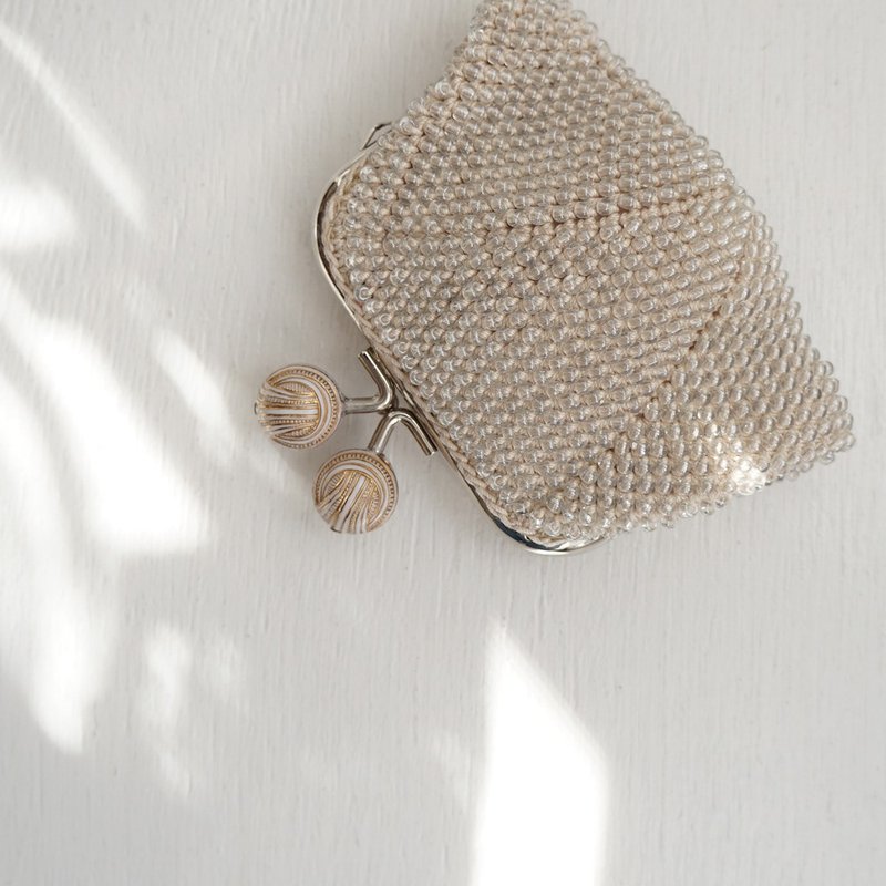Ba-ba handmade Beads crochet square coinpurse No.1986 - 零錢包/小錢包 - 其他材質 咖啡色