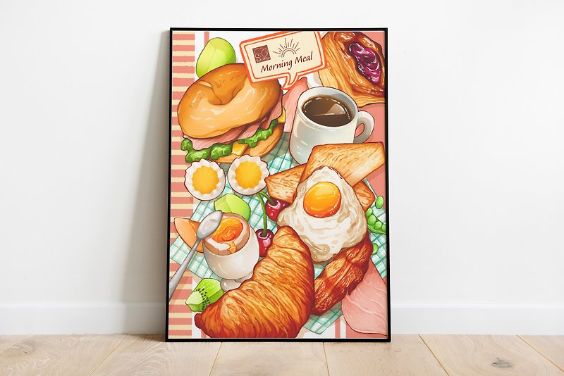 食品イラストポスター-朝食のテーマ - ポスター・絵 - 紙 