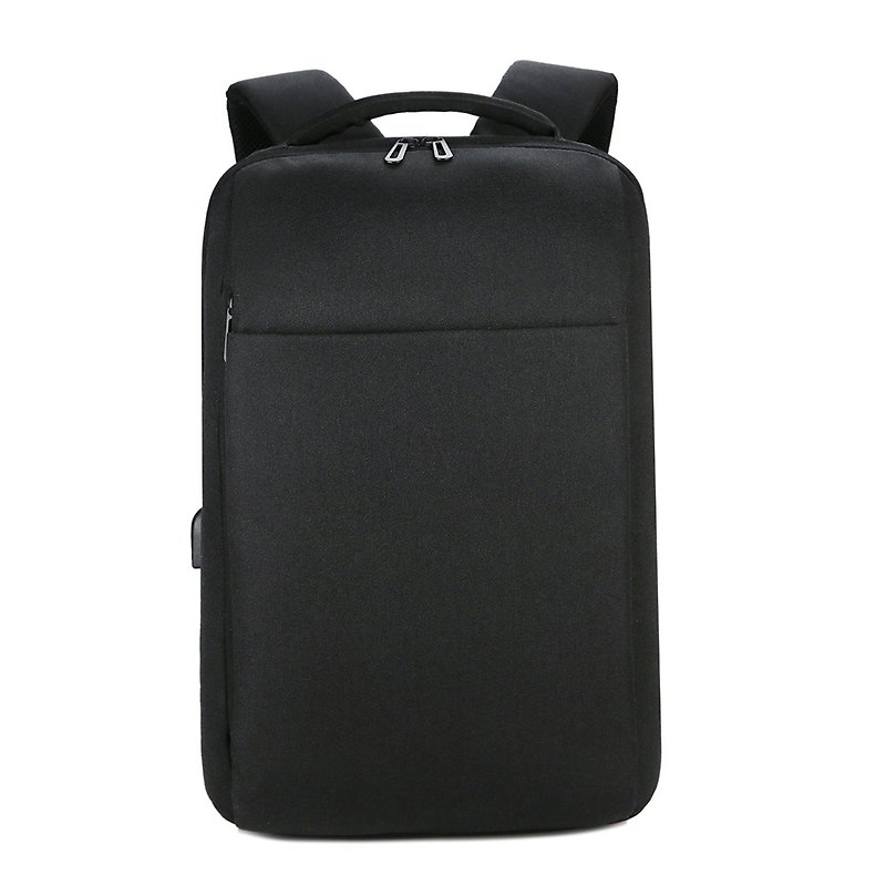 Bergen-Black Lightweight Daily Backpack | Large Capacity External USB Charging Backpack 5.0 - Backpacks - Polyester Black