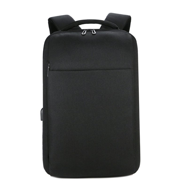 Bergen-Black Lightweight Daily Backpack | Large Capacity External USB Charging Backpack 5.0 - กระเป๋าเป้สะพายหลัง - เส้นใยสังเคราะห์ สีดำ