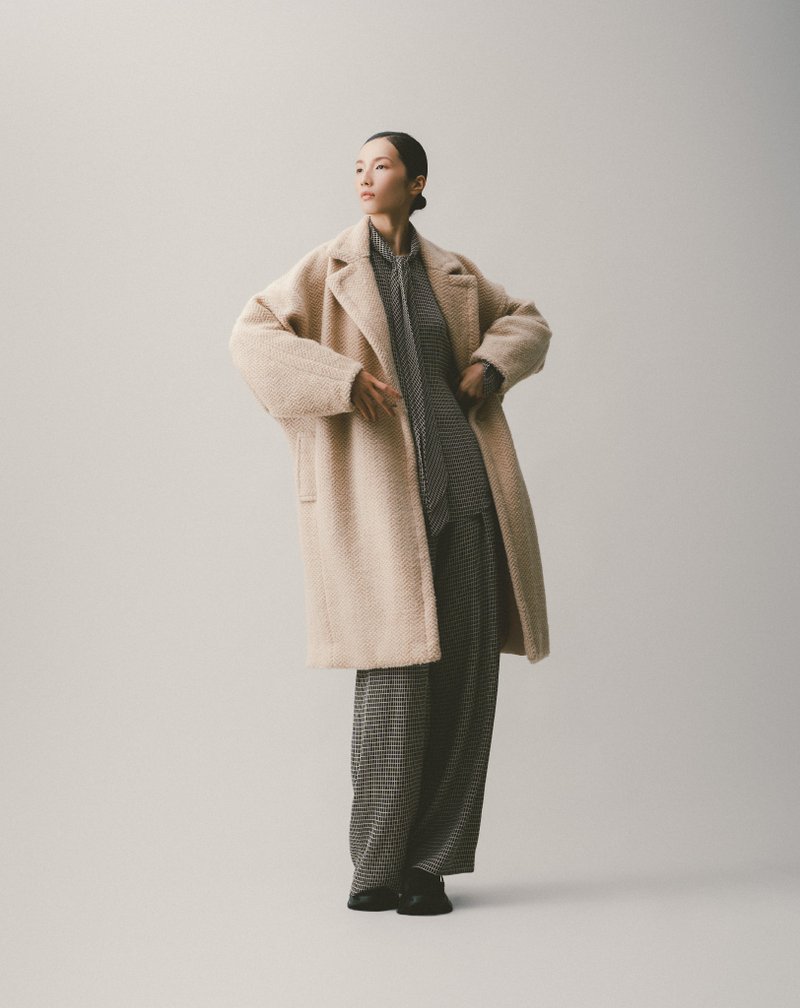 UUIN_泰迪翻領大衣外套(卡其) - 女裝外套/大衣 - 羊毛 卡其色