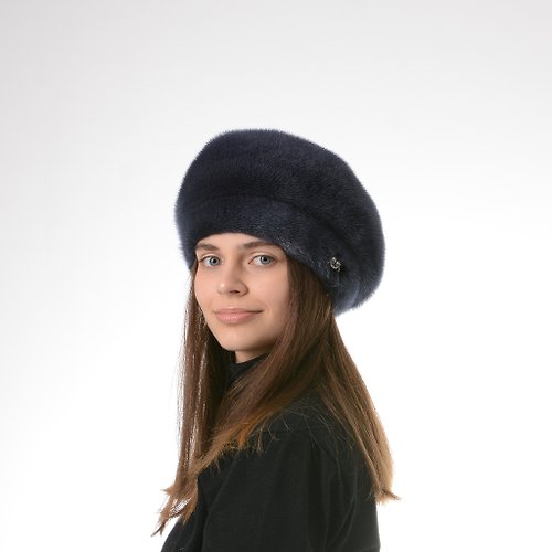 FurStyleUA Women winter fur mink beret hat from 100% real luxury fur mink