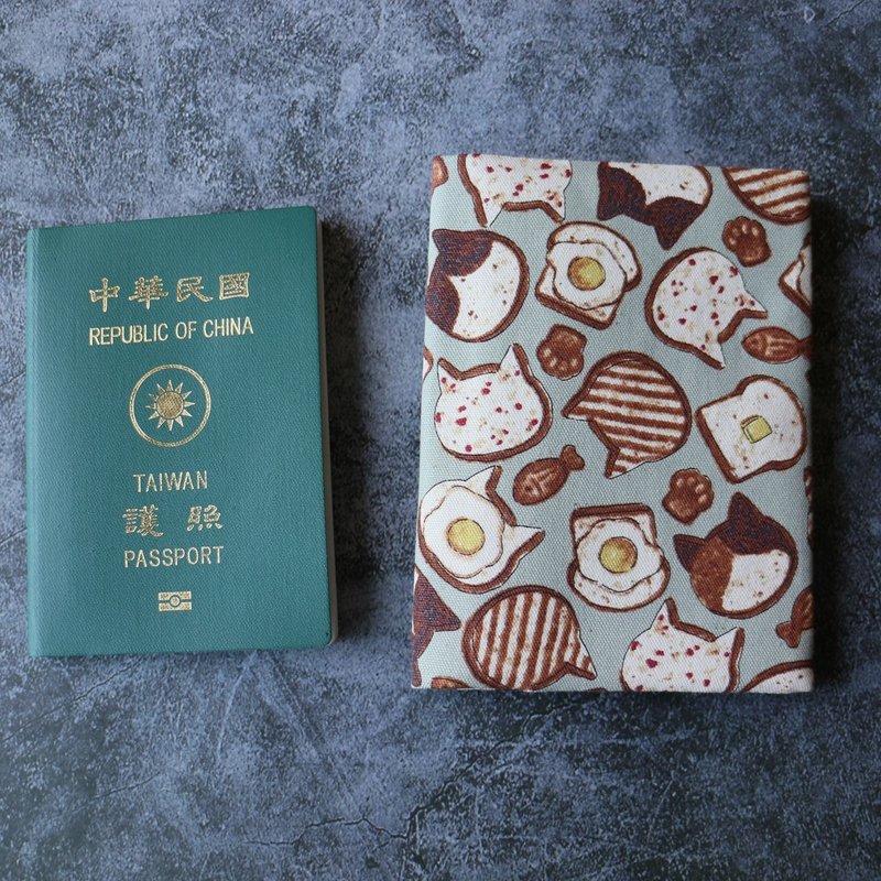 【貓咪吐司-新款】手作護照套 護照夾 護照套 護照包 純手作 - 護照夾/護照套 - 棉．麻 藍色