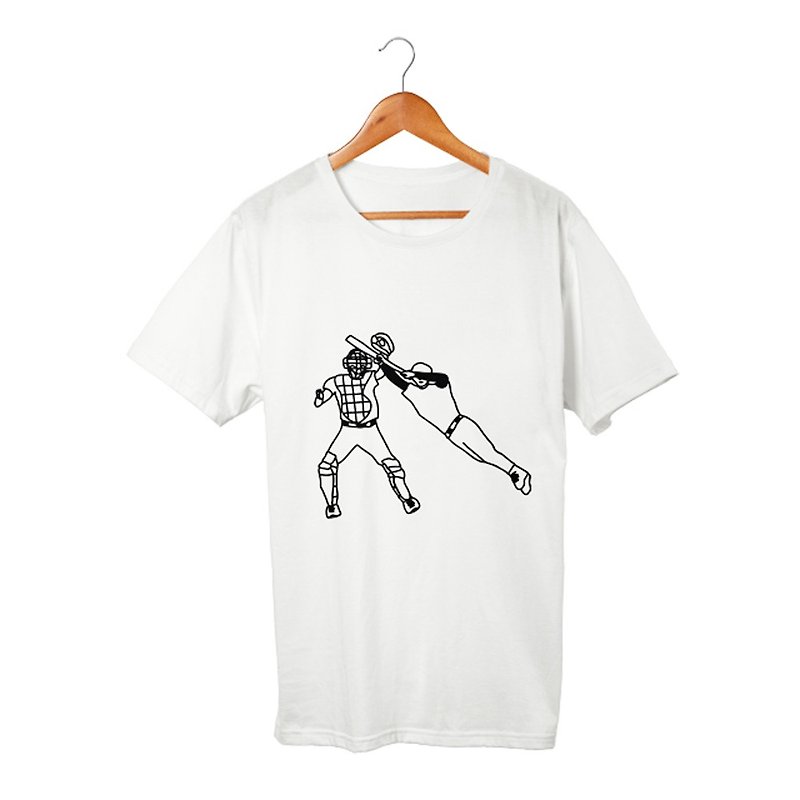 Baseball T-shirt - เสื้อยืดผู้ชาย - ผ้าฝ้าย/ผ้าลินิน ขาว