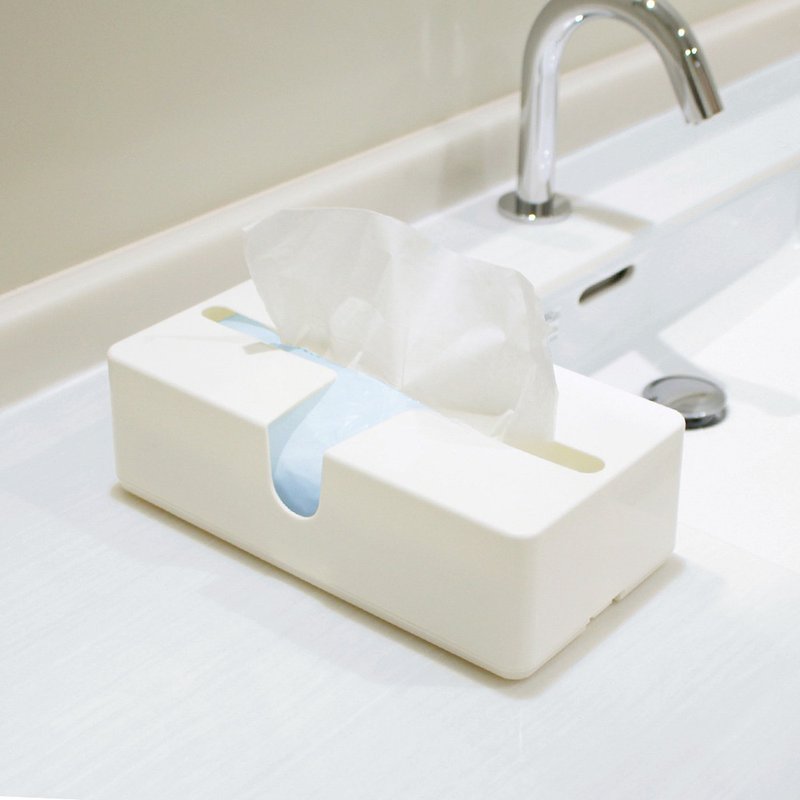 Japan OKA Cross Cache Type Toilet Paper/Tissue Tissue Box - กล่องทิชชู่ - พลาสติก ขาว