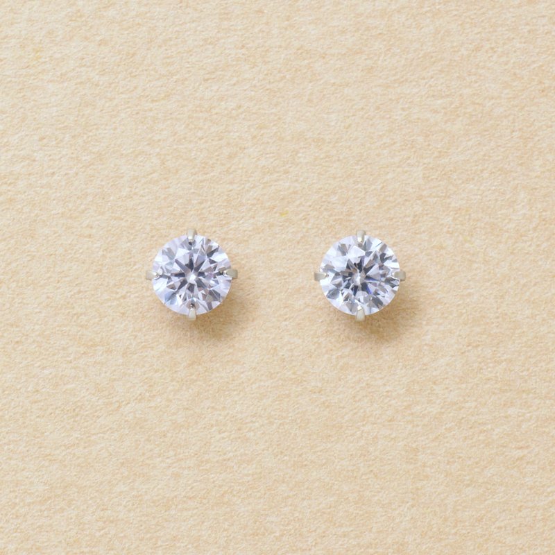 【Second Earrings】 鉑金薰衣草立方氧化鋯耳環 - 耳環/耳夾/耳骨夾 - 貴金屬 