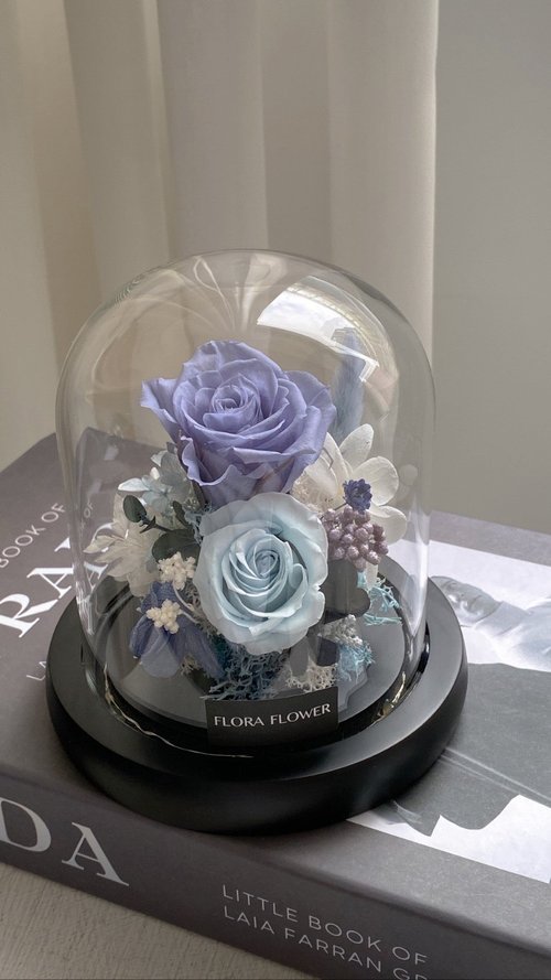 Flora Flower Flora Flower永生花迷你玻璃罩夜燈-長春夜色
