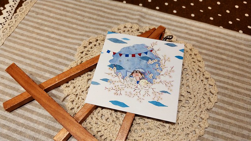 Dreaming glazed house | Postcard - Light snow - Cards & Postcards - Paper Blue