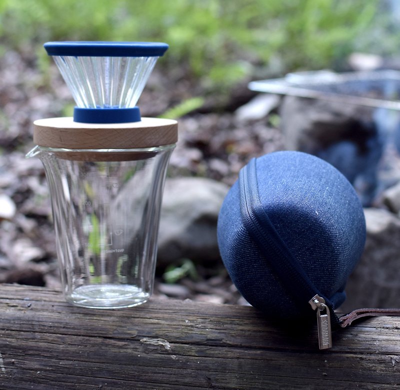 SADOMAIN 仙德曼-櫸木雙層玻璃濾杯旅組 - 咖啡壺/咖啡周邊 - 玻璃 藍色