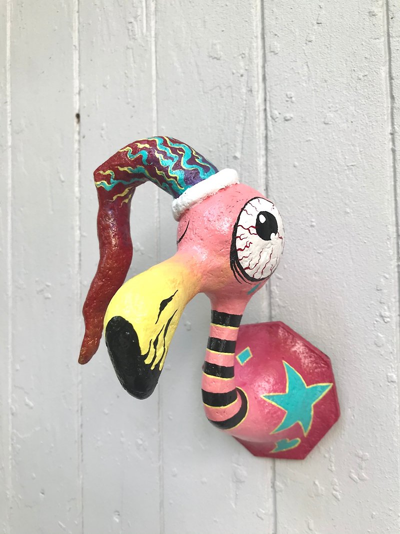 After party flamingo! papermache wall hanging