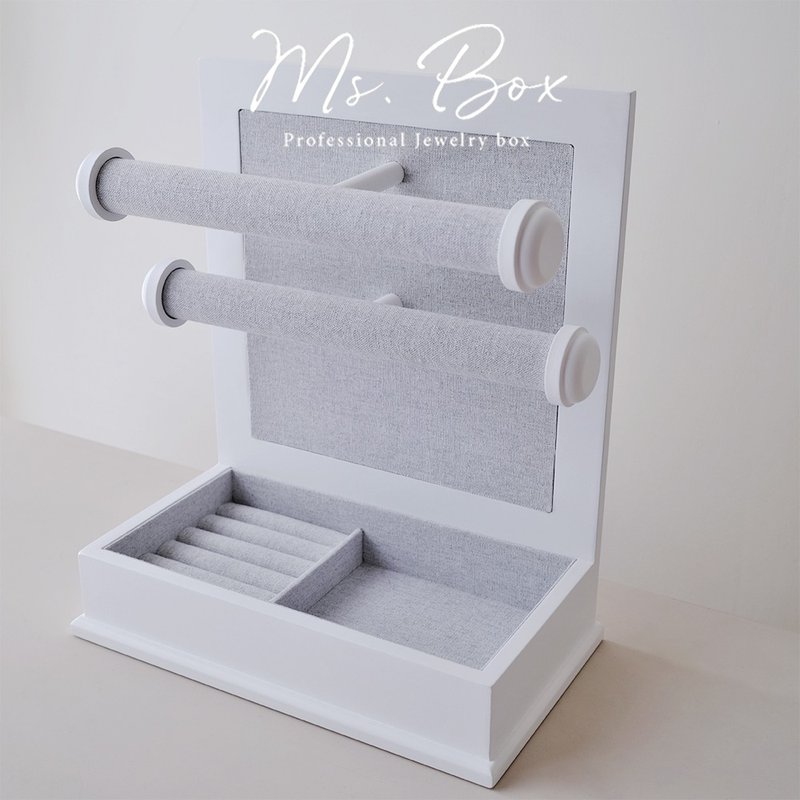 【Ms. box】British famous brand wooden hanging jewelry storage box/jewelry box - สร้อยข้อมือ - ไม้ ขาว