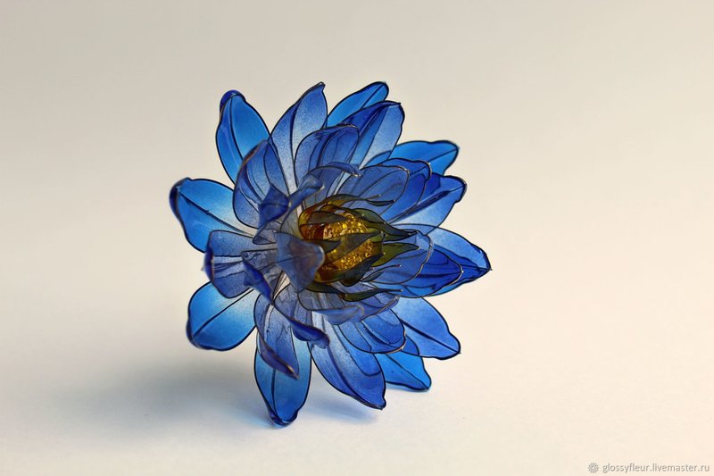 髮飾 藍色的 蓮花 展示 漢服 傳統的 水晶花 透明花 - 髮圈/髮夾 - 其他材質 藍色