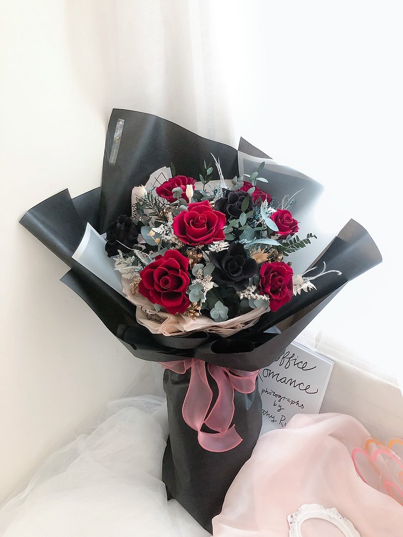 Classic Red Rose 9 Immortal Rose Bouquet Black Rose Immortal Bouquet Red Black Rose Eternal Flower - Dried Flowers & Bouquets - Plants & Flowers 