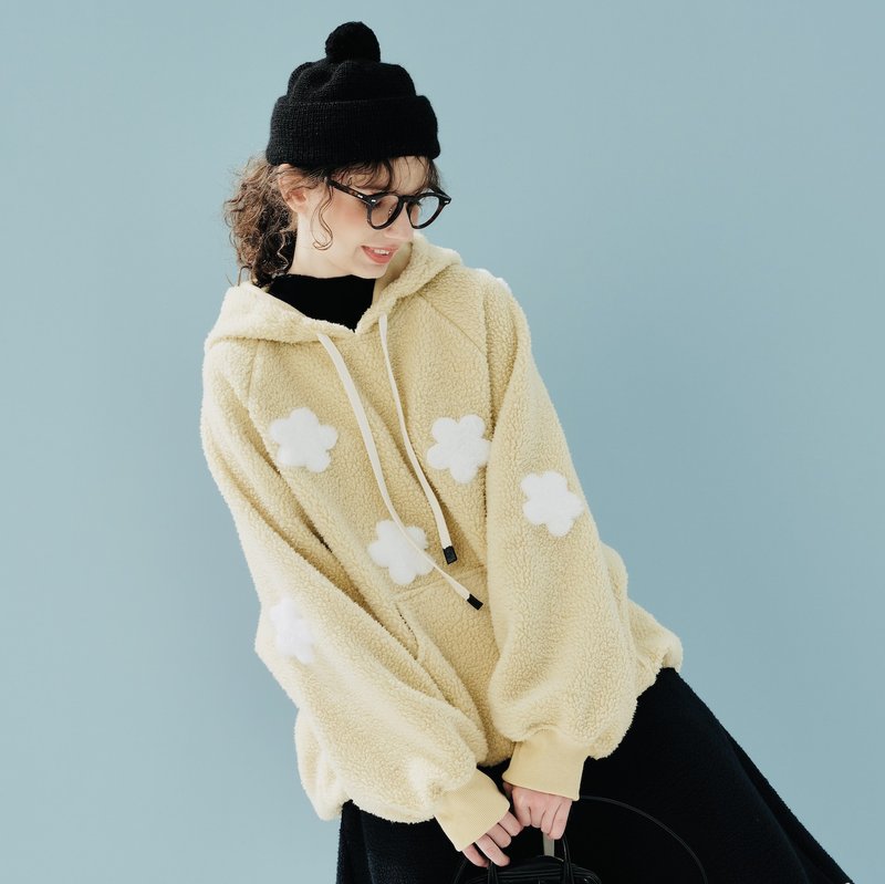 Small flower yellow polar fleece winter hat T - Unisex Hoodies & T-Shirts - Cotton & Hemp Yellow