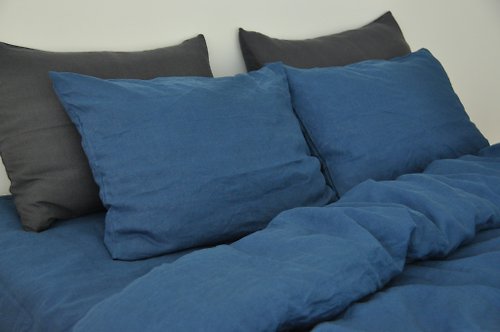 True Things Ocean blue linen pillowcase / Blue pillow cover / Euro, American, Taiwan size