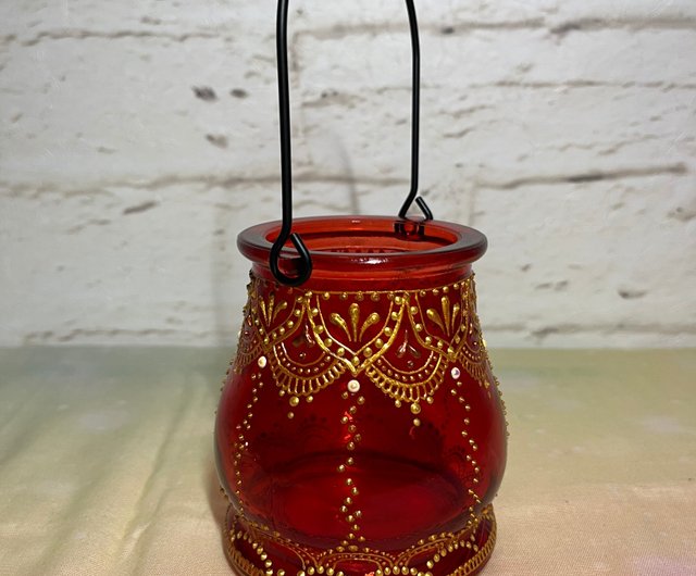 沖縄・琉球ガラスランプ・赤ハンドメイド