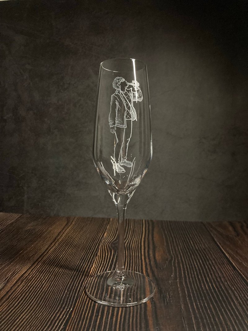 客製 女士香檳杯 玻璃雕刻 酒杯 人像酒杯 肖像 杯子雕刻 水晶杯 - 酒杯/酒器 - 玻璃 