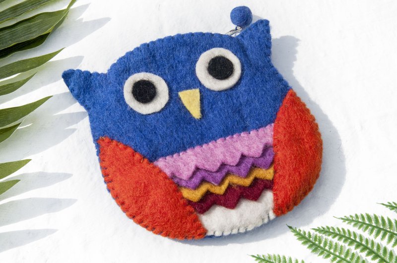 Wool felt cosmetic bag / wool felt storage bag / coin purse / leisure card holder / wool felt wallet-owl - Coin Purses - Wool Multicolor