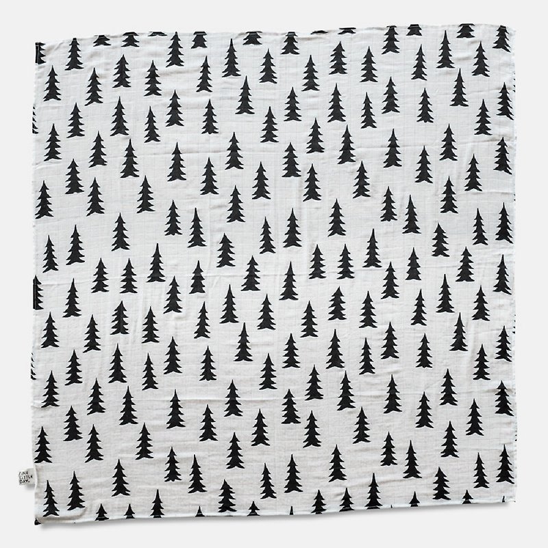 Organic cotton gauze wrap (forest-black and white) – GRAN MUSLIN BLANKET - ผ้าปูที่นอน - ผ้าฝ้าย/ผ้าลินิน สีดำ
