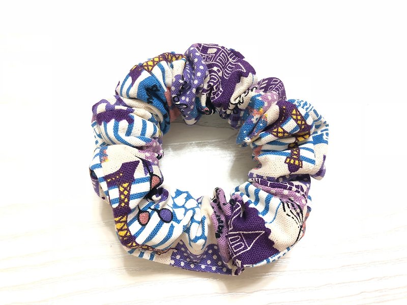 Purple Tower / Large Intestine Circle Hair Ties. Donuts Hair Ties. Hair Ties - เครื่องประดับผม - ผ้าฝ้าย/ผ้าลินิน สีม่วง
