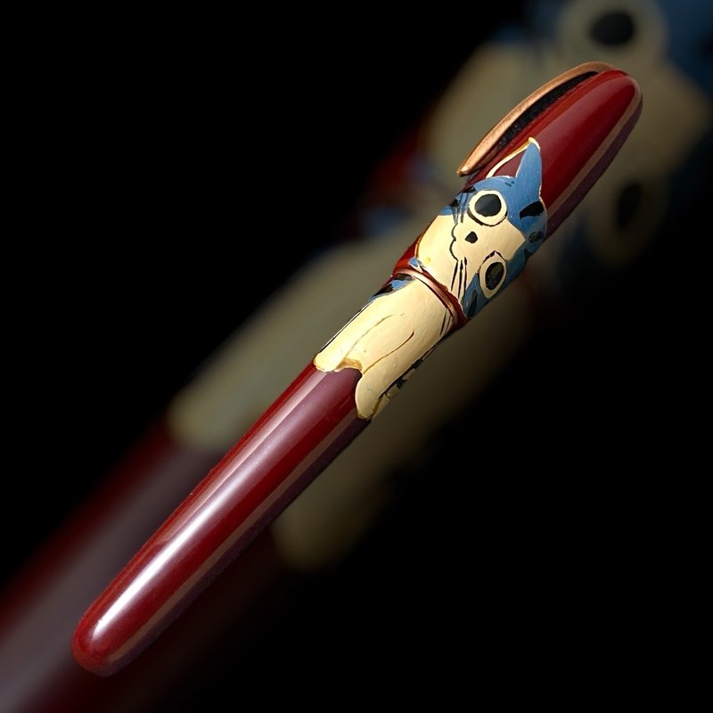 3952 Old Goat-Natural Lacquer Painted Pen Gemalan Cute Cat Rose Gold Calligraphy Steel Tip Pen - ปากกาหมึกซึม - วัสดุอื่นๆ 