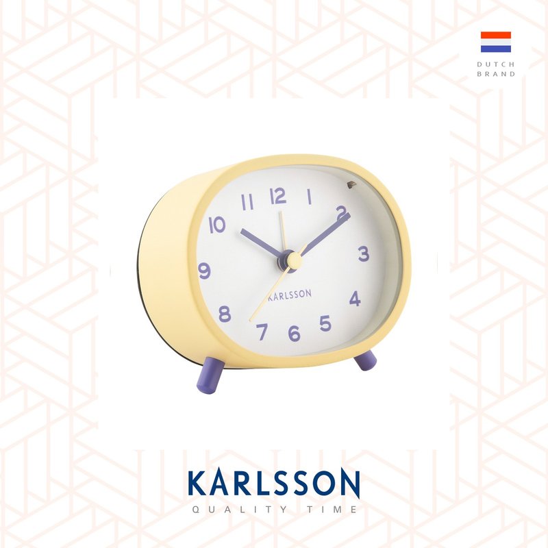 荷蘭Karlsson, Alarm clock Cheeky oval soft yellow 帶小夜燈 - 時鐘/鬧鐘 - 其他金屬 黃色