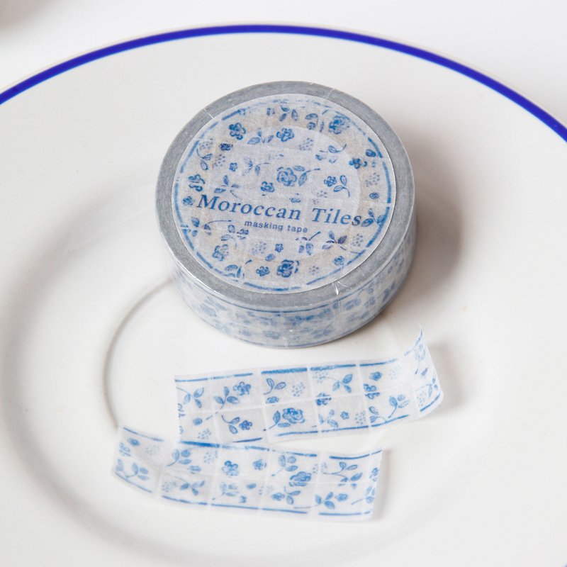 Moroccan Tiles Masking Tape | Majorelle Blue - มาสกิ้งเทป - กระดาษ สีน้ำเงิน