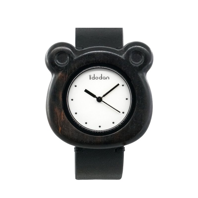 【idodan】Bear loves you forever-black bear-log ebony - Men's & Unisex Watches - Wood Black
