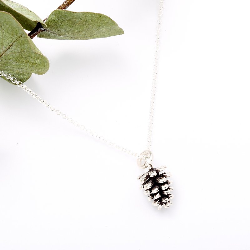 Pine Cone 925 sterling silver necklace Valentine's Day gift - สร้อยคอ - เงินแท้ สีเงิน
