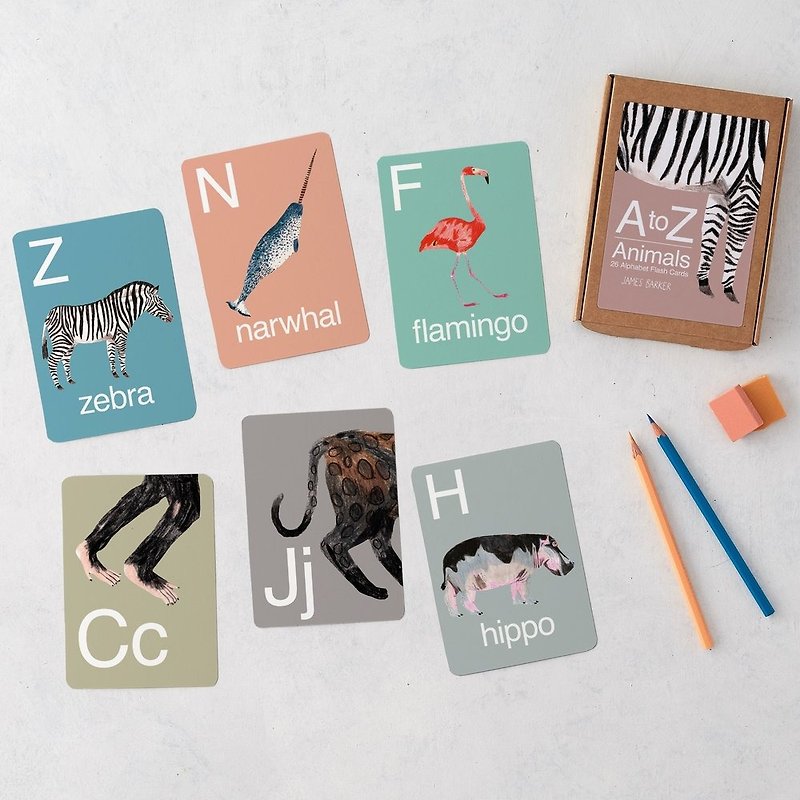 A - Z ANIMAL ALPHABET FLASH CARDS - ของเล่นเด็ก - กระดาษ หลากหลายสี