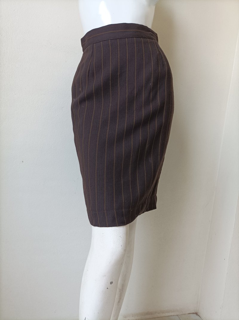 CLAUDE MONTANA Vintage 1990s Brown Wool Pencil Mini Skirt  Size 40 US6 waist 26 - 裙子/長裙 - 羊毛 