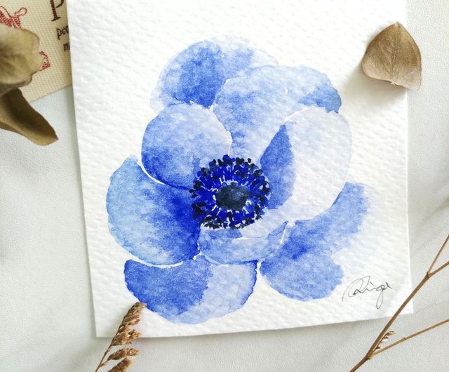 紫シルバー水彩花イラストギフトカード 原画 ショップ Ringo Hand Painter カード はがき Pinkoi
